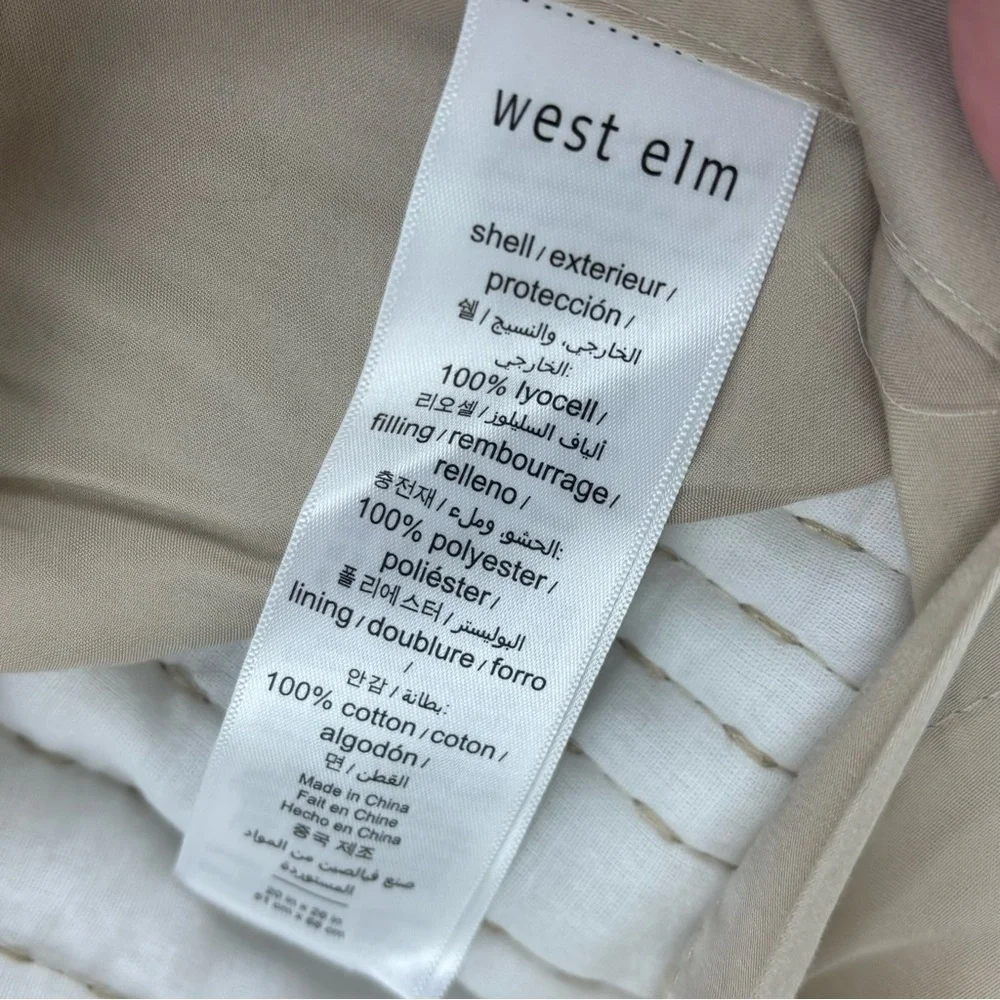 West Elm TENCEL pick stitch quilted bed sham pair(2)tan sand color